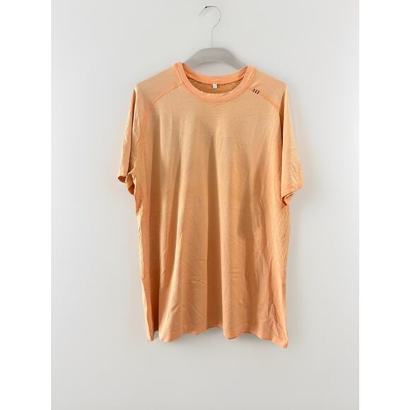 Lululemon Shirt Mens Medium Orange Metal Vent Tech Short Sleeve Running Size XL - Picture 1 of 6